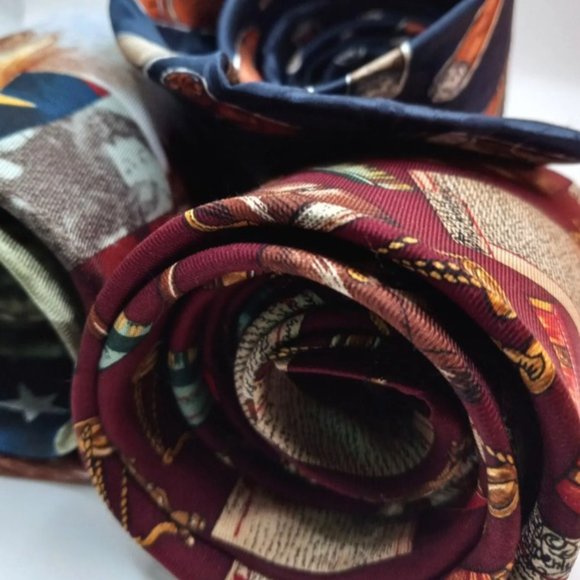 Novelty Neckties,  Set Of 3 GUC 💯 % Silk Eagle Cigar Law - Picture 3 of 10